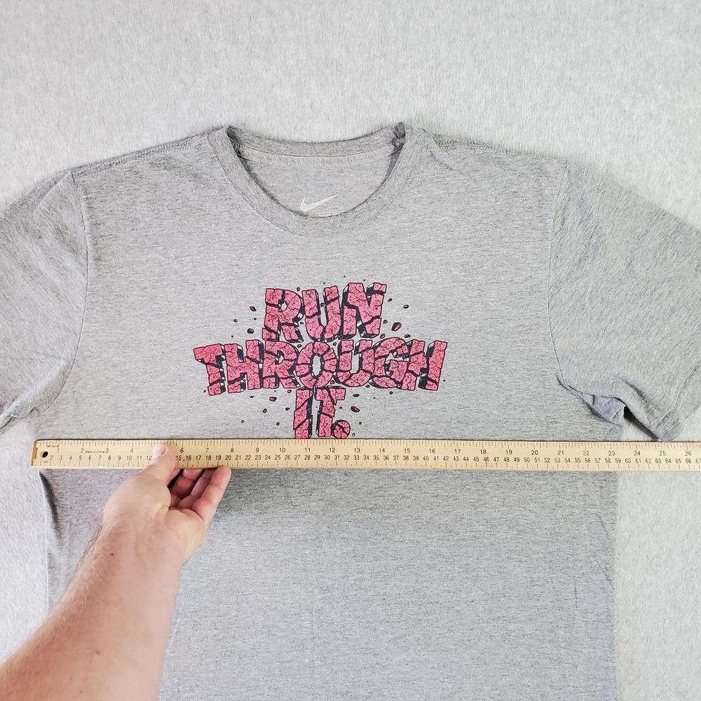 Nike Shirt Mens XL Gray Run Through It Graphic Tee Running Sports Motivational - Picture 6 of 9